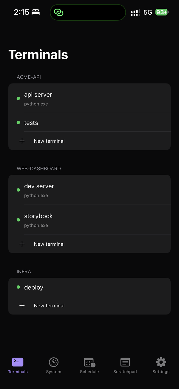 iPhone terminals list